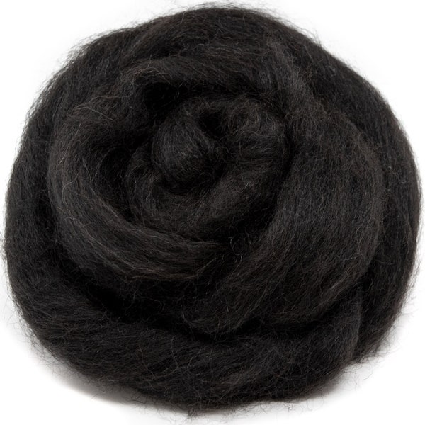 Baby Alpaca Fiber - Premium Quality, Luxuriously Soft, Natural Undyed, Combed Top Roving, for Spinning, Blending, Felting & Dyeing, Black.