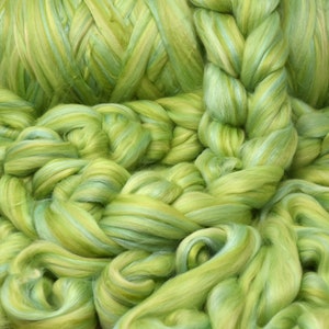 MERINO SILK LUXE Tonal Designer Blend. Superfine Merino, Mulberry Silk, Tussah Silk. Top Roving for Spinning or Felting. Enchanted Forest