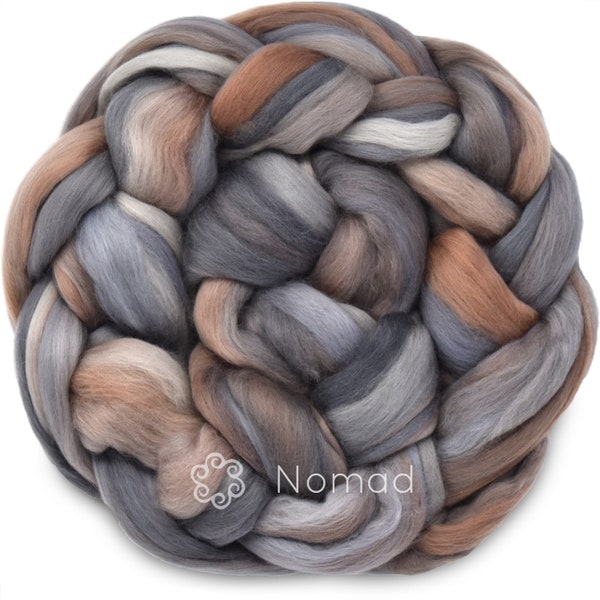 100% Superfine Merino Fiber: Soft Combed Top Roving Color Blend, Spinning, Felting, Weaving, Tapestry, Wall Hanging. Top Notch - Nomad