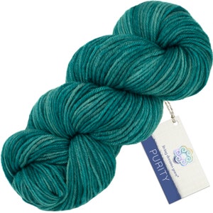 Organic Merino Wool Yarn DK Weight #3 - Certified Organic, Cruelty Free, Responsibly Sourced. Pacific Northwest Hand Dyed. Purity - Pond