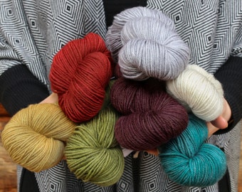Organic Merino Wool Yarn DK Weight #3 - Certified Organic, Cruelty Free, Responsibly Sourced. Pacific Northwest Hand Dyed. Purity