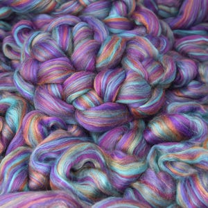 DESIGNER BLEND Superfine Merino and Stellina Top Roving. Fancy, Colorful, Exotic - Limited Edition. Fata Morgana