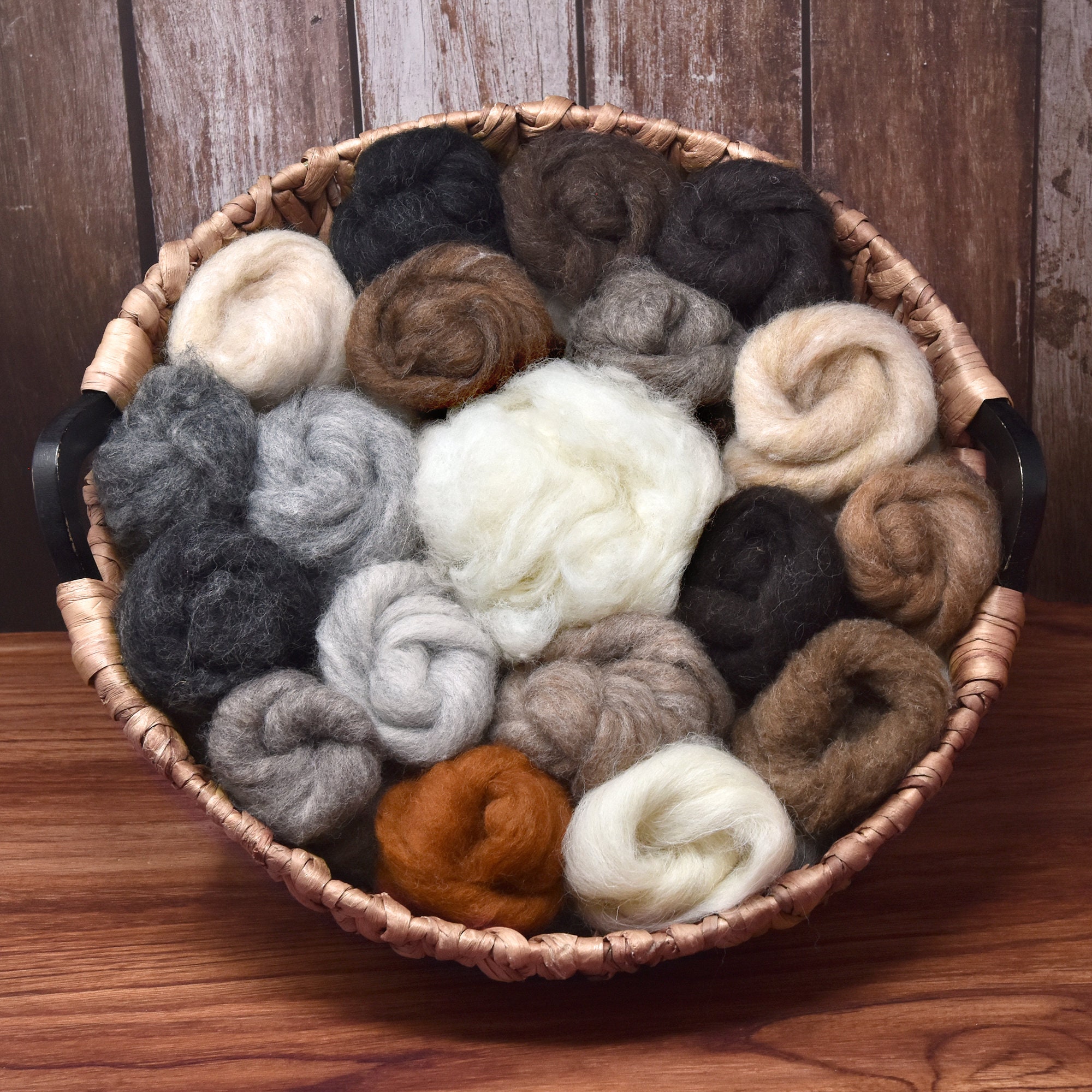 Corriedale Roving & White Natural Core Wool for Needle Felting, Spinning,  Blending. 100% Wool Assorted Color Variety Pack, 7oz/200g