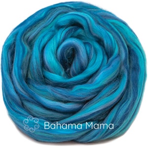 100% Merino Wool Roving. Soft Colorful Combed Top Roving, Hand Wheel Spinning, Needle Nuno Wet Felting, Weaving. Festival - Bahama Mama