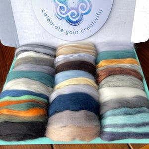 COMBED TOP ROVING Mixed Fiber Merino Silk Alpaca Hemp Camel Seacell Flax for Spinning, Felting, Blending, Carding. Color Bomb: Beach Comber.