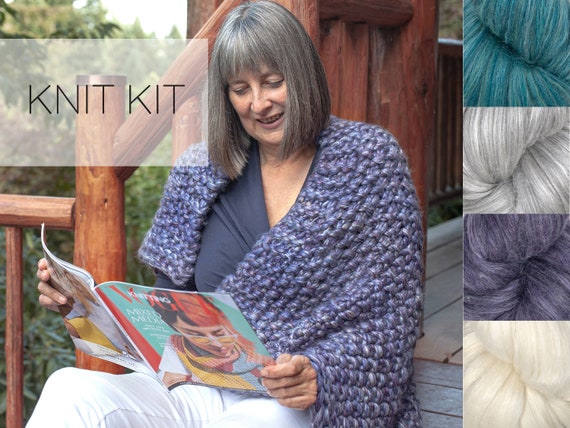 DIY Merino Silk Blanket Knitting Kit Soft and Thick 7 Weight