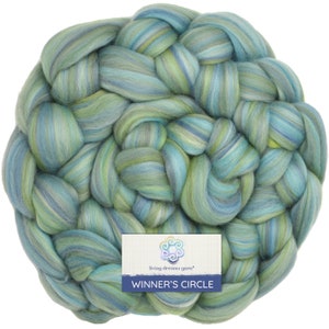 100% Superfine Merino Fiber: Soft Combed Top Roving, Color Blend for Spinning, Felting, Weaving, Textile Arts. Winner&#39;s Circle - Tidepool