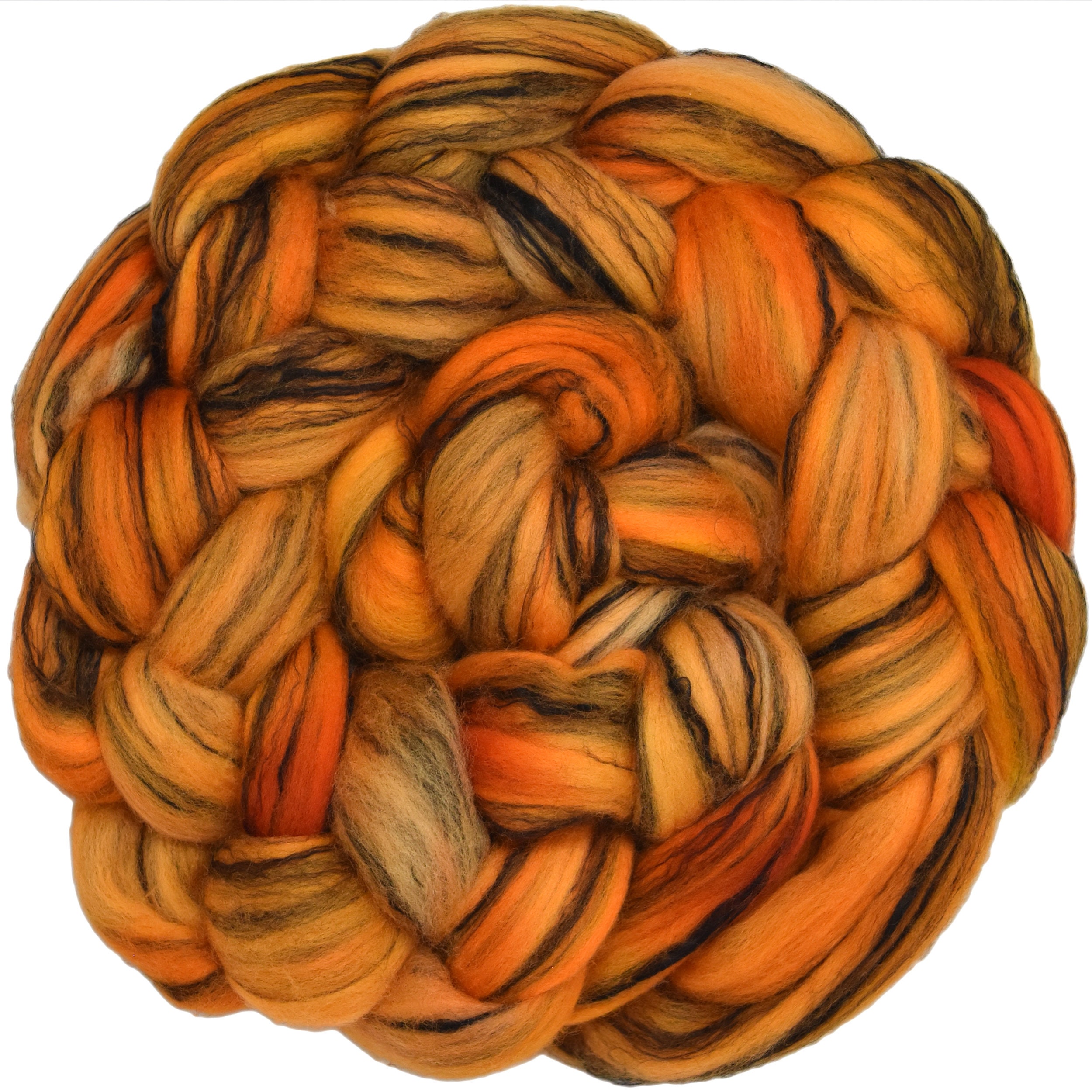 MERINO WOOL ROVING Blend with Tencel - Hand Dyed, Superfine Combed Top for Spinning and Felting. Super soft and beautiful. Orange