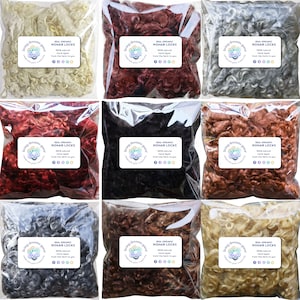 9pack Mohair Locks Bulk Organic Hand Dyed Curly Angora Goat Wool Fiber for Doll Hair and Wigs, Felting, Blending, Spinning, Embellishments.