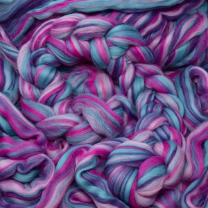DESIGNER MERINO WOOL Combed Top Roving for Spinning and Felting. Limited Edition. Alicorn Dream