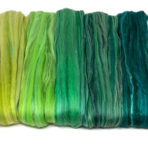5oz Merino Silk Luxe Blends Roving for Spinning, Felting: Merino Wool + Glossy Mulberry Silk + Premium Tussah Silk. Walden Pond