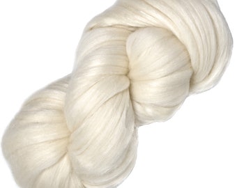 Merino Silk Pencil Roving - Pre-drafted easy spinning, textured weaving, wall hangings and felt painting. Soft Silk & Wool, Lotus