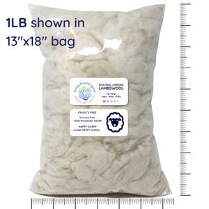 1 livre de laine d'agneau naturelle, blanche et moelleuse, fibre classique pour le rembourrage de jouets et le rembourrage d'oreillers, fabrication de poupées, rembourrage en fibre hypoallergénique de qualité supérieure. image 2