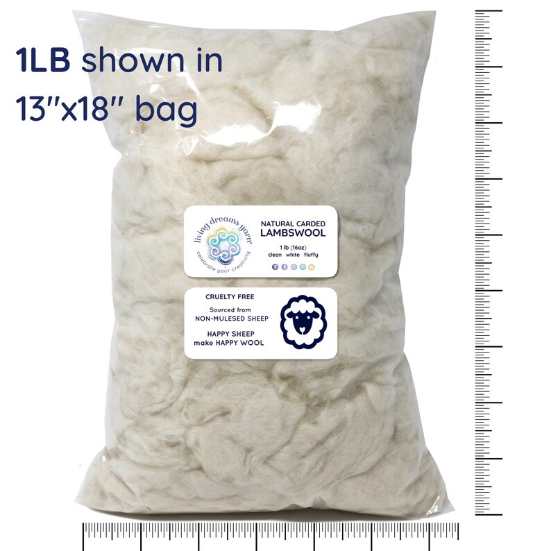 1 livre de laine d'agneau naturelle, blanche et moelleuse, fibre classique pour le rembourrage de jouets et le rembourrage d'oreillers, fabrication de poupées, rembourrage en fibre hypoallergénique de qualité supérieure. image 2