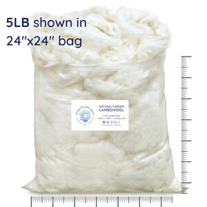 5 LB LAMBSWOOL Natural White Clean Fluffy Classic Fiber for Toy Stuffing & Filling Pillows, Doll Making, Premium Hypoallergenic Fiber Fill. image 2