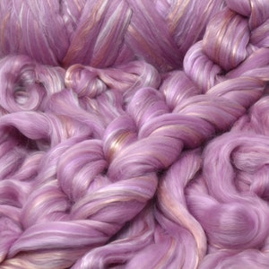 MERINO SILK LUXE Tonal Designer Blend. Superfine Merino, Mulberry Silk, Tussah Silk. Top Roving for Spinning or Felting. Pastel Passion
