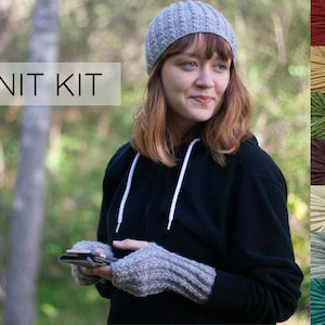 DIY Merino Hat & Gloves Knitting Kit: Organic Hand Dyed DK Wool Yarn + Printed Pattern. Soft, Cozy, Great for Gifts. Walk in the Park