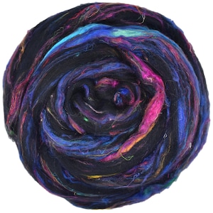 Merino Sari Blend: 4oz Merino Wool & Sari Silk Roving Fiber Soft Combed Top, Hand Spinning, Drop Spindle, Needle Wet Nuno Felting. Nirvana