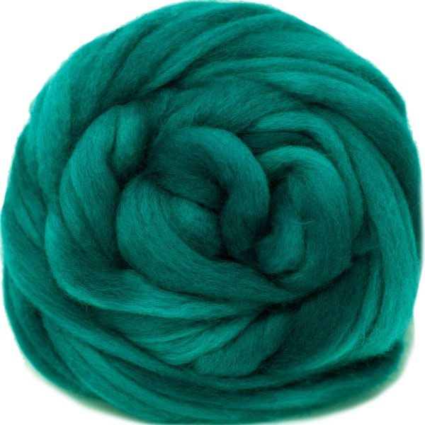 BFL HAND DYED Wool Roving 1oz / 4oz: Teal, Soft Combed Top, Pre-Drafted for Hand Spinning. Artisanal Craft Fiber, Felting, Weaving