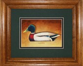 Mallard Framed Decoy Art Print finished in handsome oak frame ready to hang in home or office