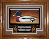 Mallard Framed Decoy Art Print with poem, quot To Dad With Love quot , finished in handsome oak frame ready to hang in home or office