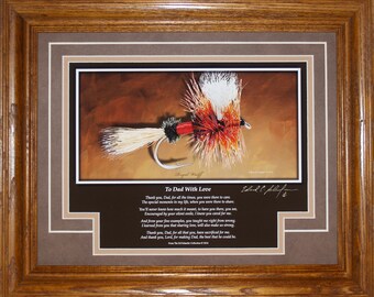 Royal Wulff Dry Fly with poem "To Dad With Love" gift idea for men.