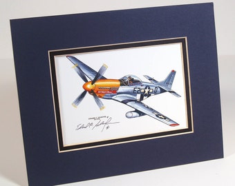 North American P51-D Mustang (1940-1945) Unframed art print great gift for any airplane lover.