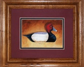 Redhead Framed Decoy Art Print finished in handsome oak frame ready to accent any wall or room in home or office