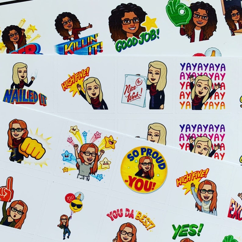 Set of 30 Personalized Bitmoji Stickers | Etsy