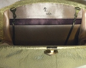 Vintage Gold Lame 1960er Designer Portemonnaie Clutch HL Harry Levine Neuwertig Zustand
