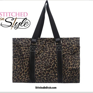 Leopard Medium Tote Bag - Stylish Leopard Lovers Personalized With Embroidery Gift - Organizers Fun Functional Overnight Travel Bag Gifts