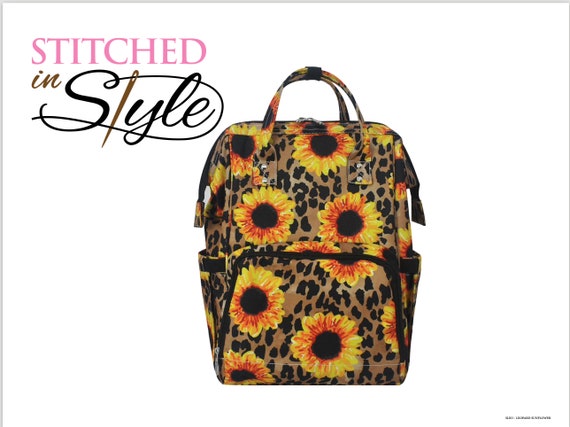 Leopard Sunflower Adult Size Backpack Insulated Pockets Baby Momma