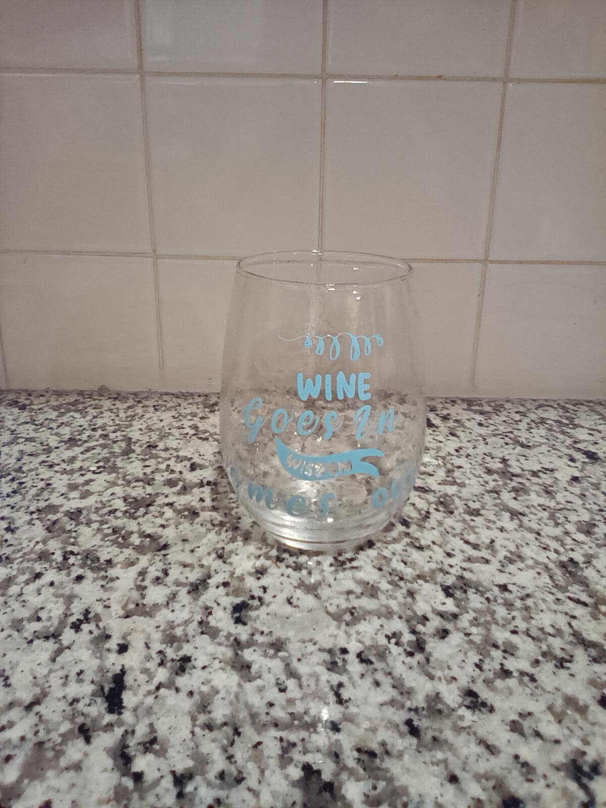 Wine goes in wine tumbler