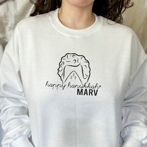 Happy Hanukkah Marv Crewneck | Simple Holiday Season Sweatshirt, Gift for Hanukkah, Holiday Present Christmas Stocking Stuffer Gift Exchange