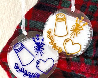 Salt, Rosemary, Lavender, Love Icon Acrylic Circle Ornament | Gift for Witchy Lover, Spooky Stocking Stuffer, Magical Movie Lover