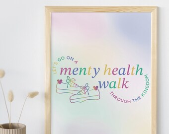 Let's Go On A Menty Health Walk Through The Kingdom Art Print | Mental Health Art Print, Hot Girl Walk Wall Decor, Nature Outdoors Girl Art