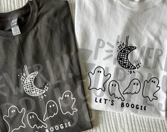 Let’s Boogie Halloween ORIGINAL T-Shirt | Disco Ball Ghosts Spooky Season Top, Groovy Halloween, Gift For Halloween Lovers, Ghoulfriends Tee