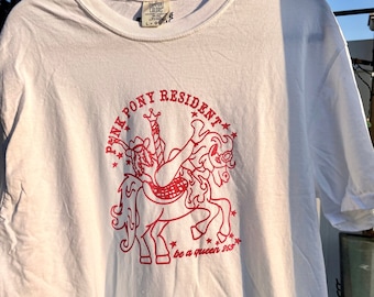 Pink Pony Resident T-Shirt | Pink Disco Dancer Tee, Cowgirl Hat Top, Gift for Pop Culture Lover
