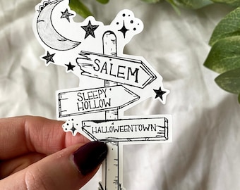 Witch Way Halloween Sign Sticker | Water Bottle, Laptop, Planner Sticker, Salem, Sleepy Hollow, Halloween Town, Witchy Decor, Spooky Season