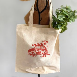 Peppermint Mobile Reusable Tote Bag | Cotton Canvas Grocery Shopping Bag, Candy Cane Holiday, Fun Gift for Christmas Lover, Seasonal Gift