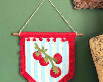 Tomato Vine Felt Banner | Farmers Market Bunting, Gift for Gardeners, Tomato Summer Lover