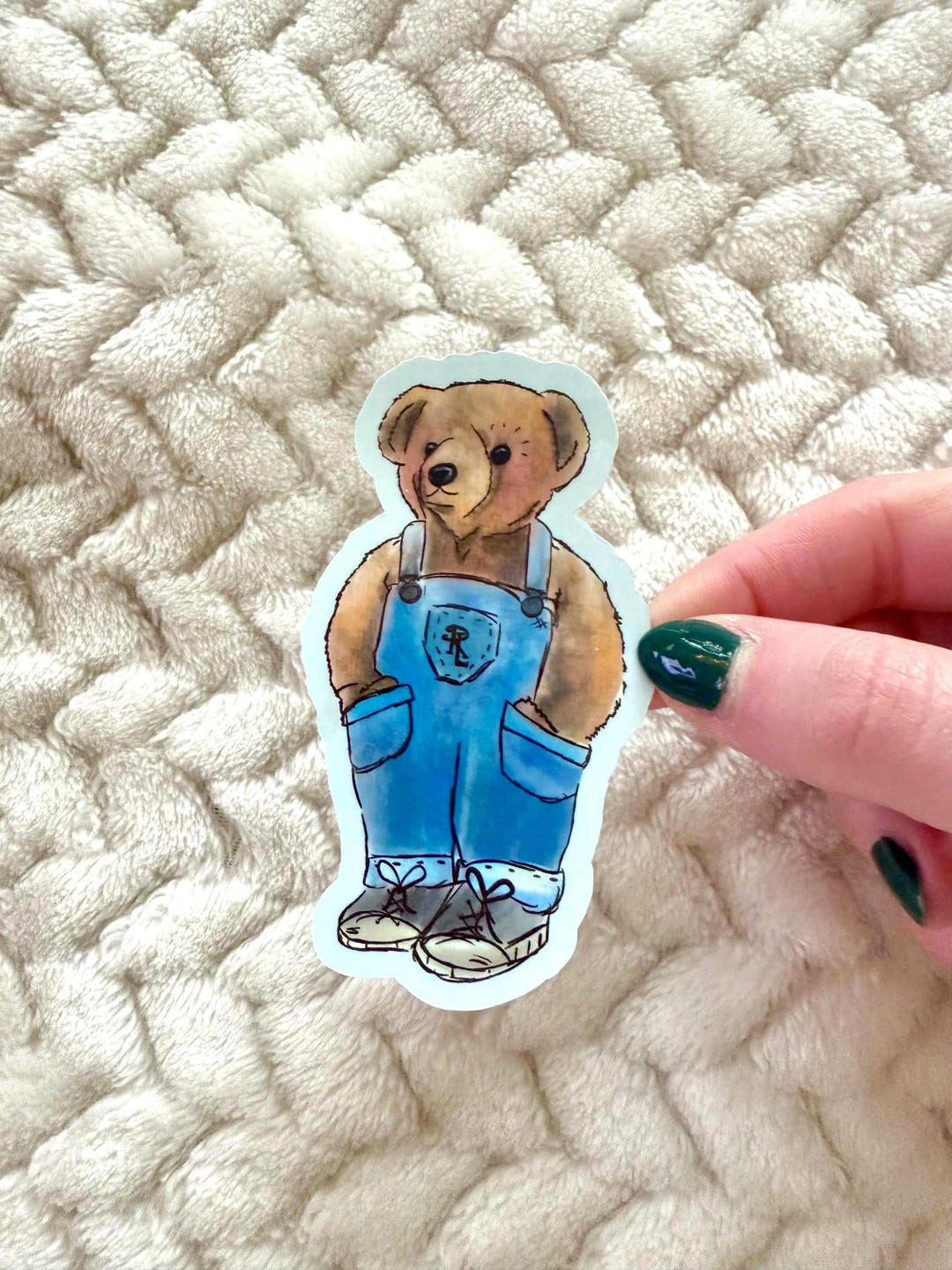 Teddy Bear in Overalls Sticker | Water Bottle/laptop/planner Sticker ...