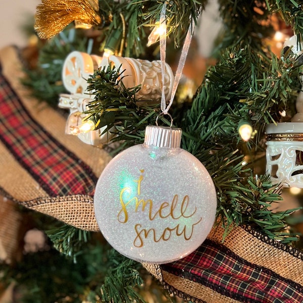 I Smell Snow Lorelai Glitter Bubble Disc Ornament | Holiday Season, Christmas Decor, Lorelai & Rory Pop Culture Present, First Snow Ornament