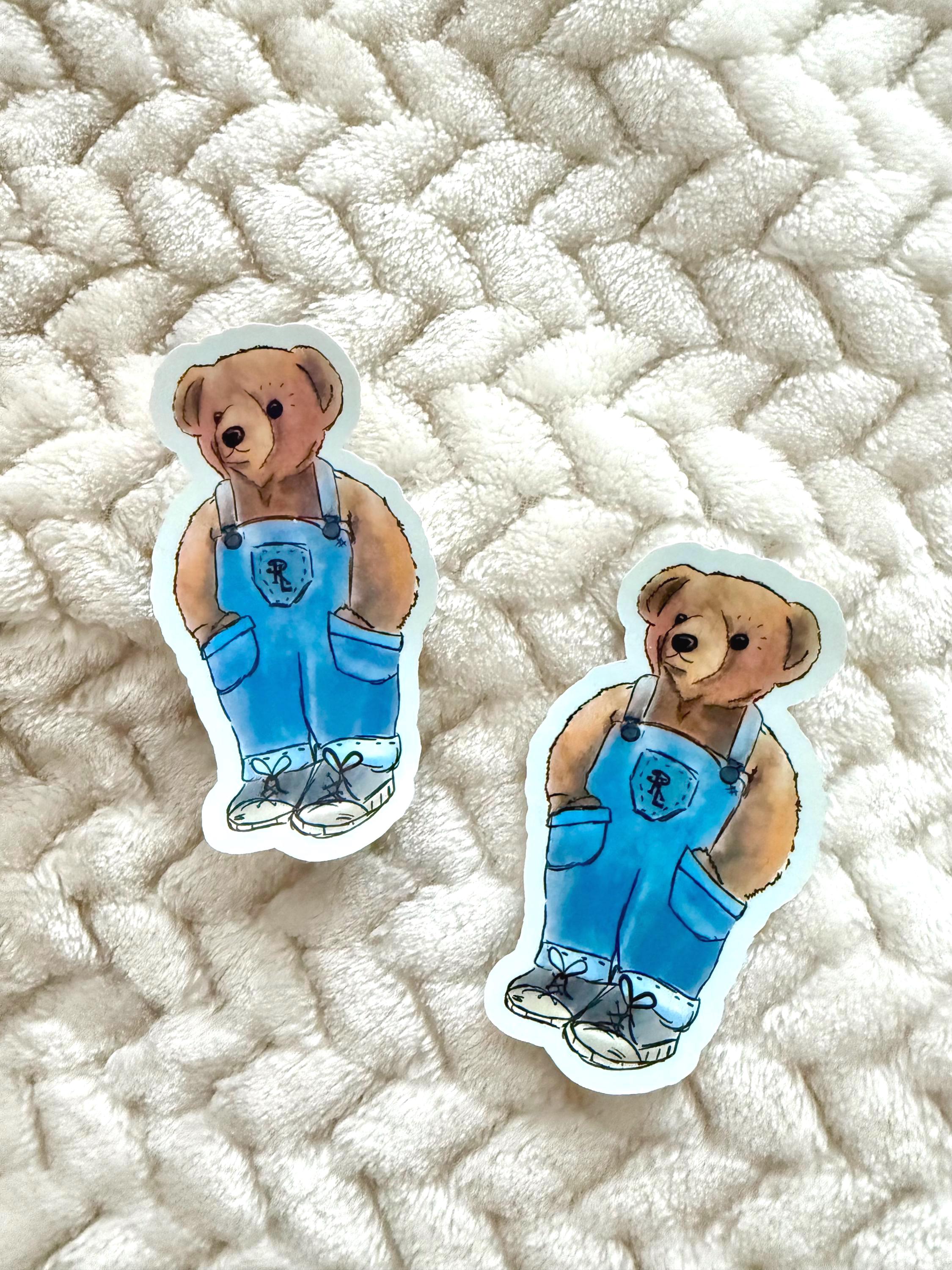 Teddy Bear in Overalls Sticker | Water Bottle/laptop/planner Sticker ...