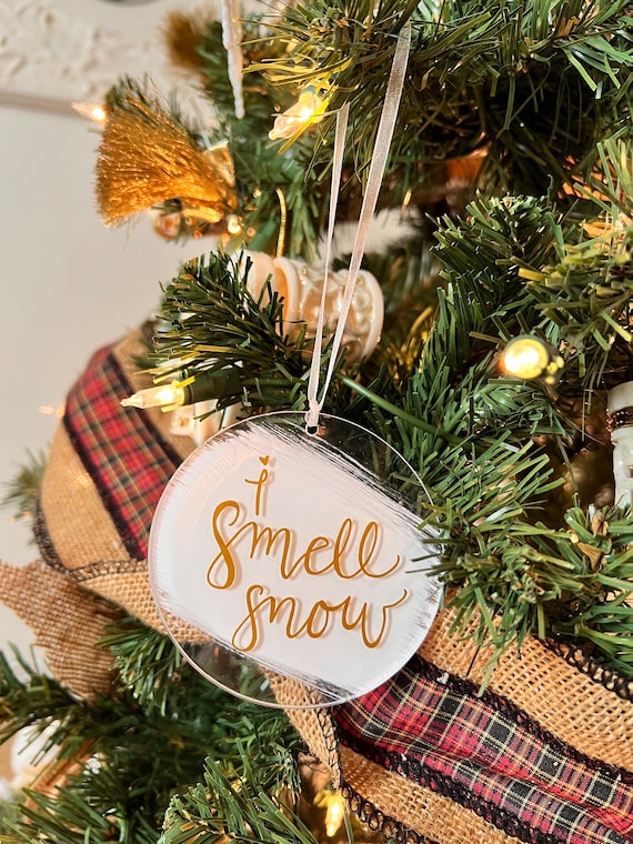 I Smell Snow Acrylic Circle Ornament | Holiday Season, Christmas Decor, Lorelai and Rory, First Snow Ornament, Pop Culture Christmas Gift