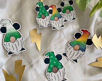 Mouse Ear Gnome Feeling Lucky Sticker Set | Water Bottle, Laptop, Notebook, Planner Stickers, St. Patrick's Day, Shamrock, Rainbow Stickers