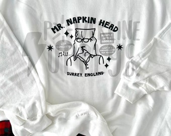 Mr. Napkin Head Concert Crewneck | Holiday Season Y2K RomCom Sweatshirt, Gift for RomCom Movie Lover, Christmas Sweater, 2000s Holiday Movie