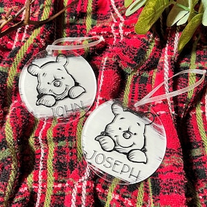 Golden Honey Bear Personalized Acrylic Circle Ornament  | Holiday Season, Christmas Decor, First Christmas Gift, Baby&#39;s First Holiday