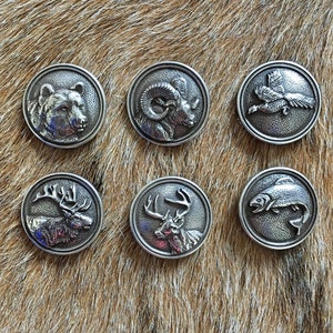 Wildlife Screw In concho - Deer, Elk, Bear, Salmon (Fish), Ram, Pheasant