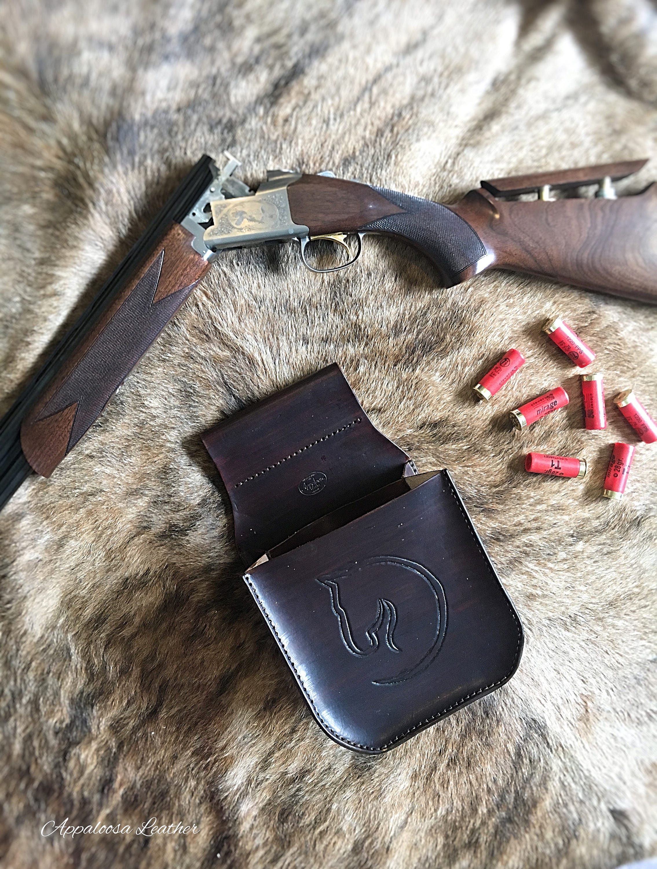 Handmade Leather Shooting Pouch Dark Brown Shotgun Shell Bag Etsy